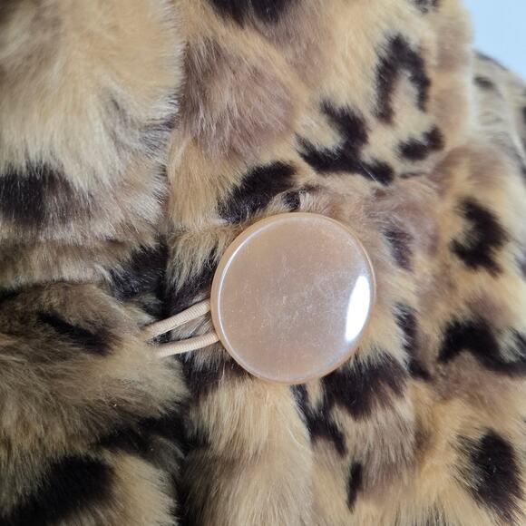 Relativity EUC crop leopard faux fur coat jacket 10 petite brown tan - Picture 8 of 17